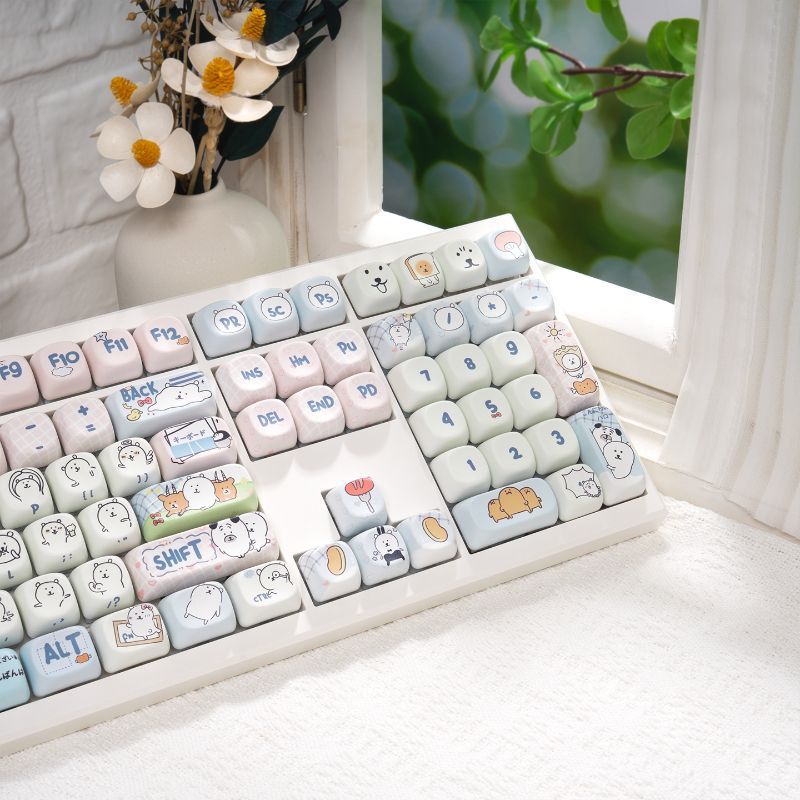 Cute Girly MOA Joke Bear PBT D - đánh giá và giá Keyboard Tenkeyless