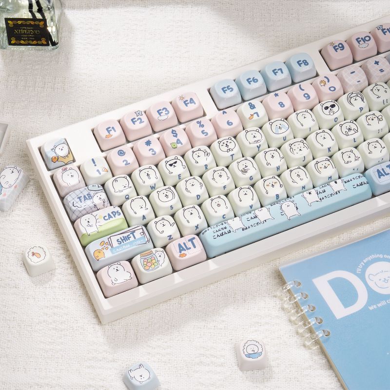 Cute Girly MOA Joke Bear PBT D - đánh giá và giá Keyboard Tenkeyless