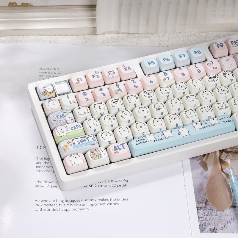 Cute Girly MOA Joke Bear PBT D - đánh giá và giá Keyboard Tenkeyless
