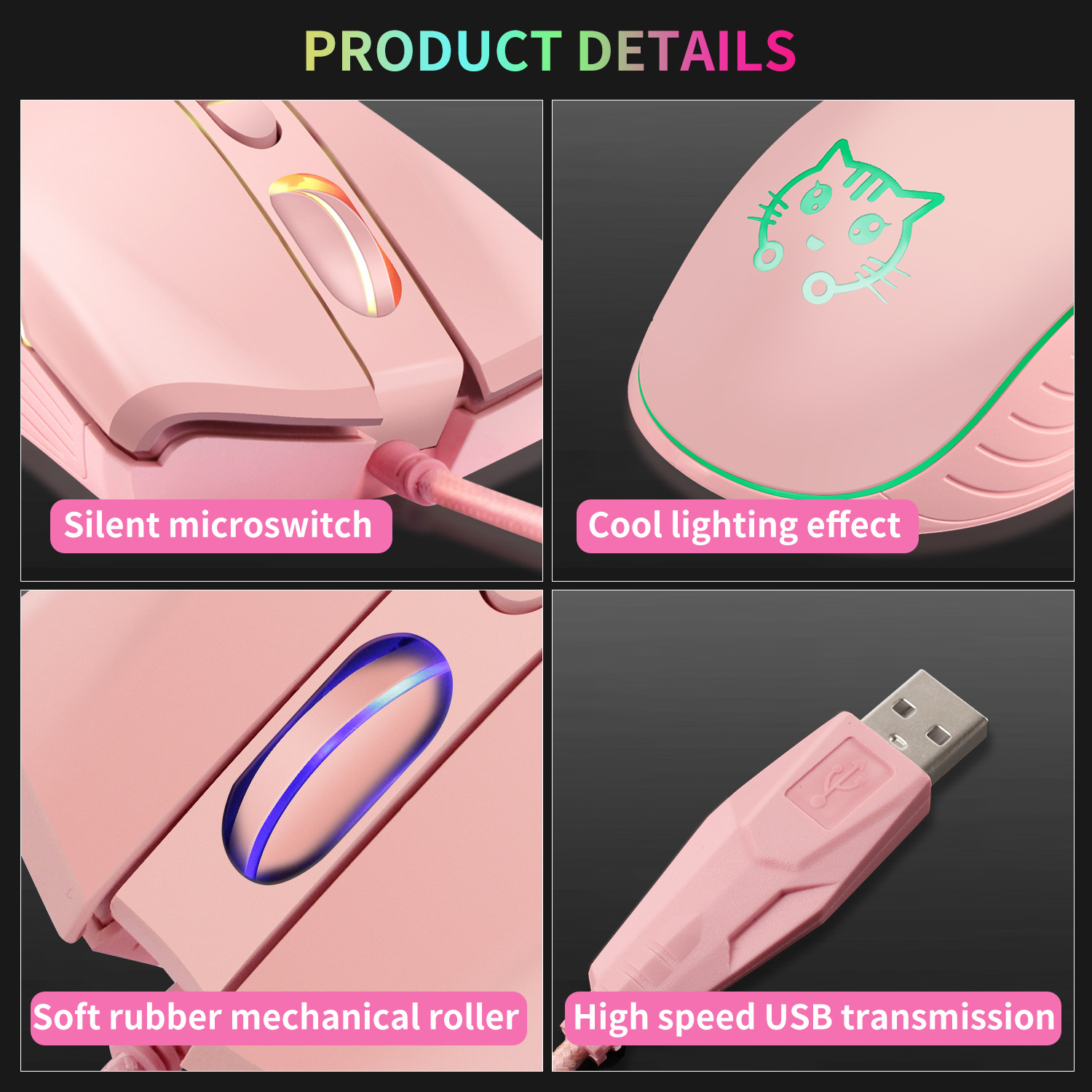 USB Wired Gaming Mouse Pink Co - đánh giá và giá Esports Gaming Maus