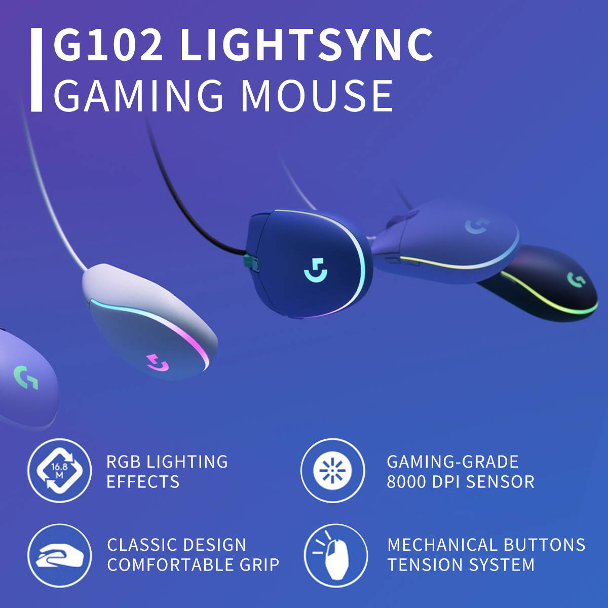 G102 Logitech G203 Gaming Mous - đánh giá và giá Logitech Mouse G203