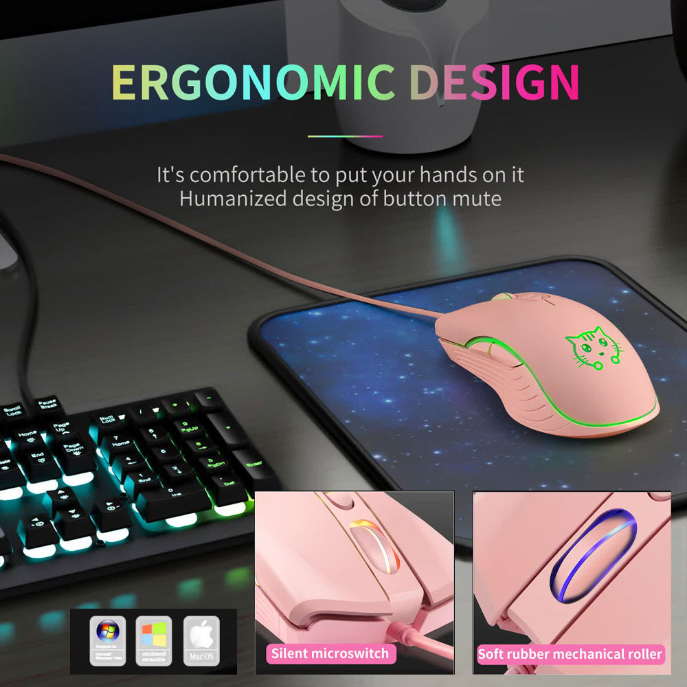 Wired USB Gaming Mouse Pink Co - đánh giá và giá Esports Gaming Maus